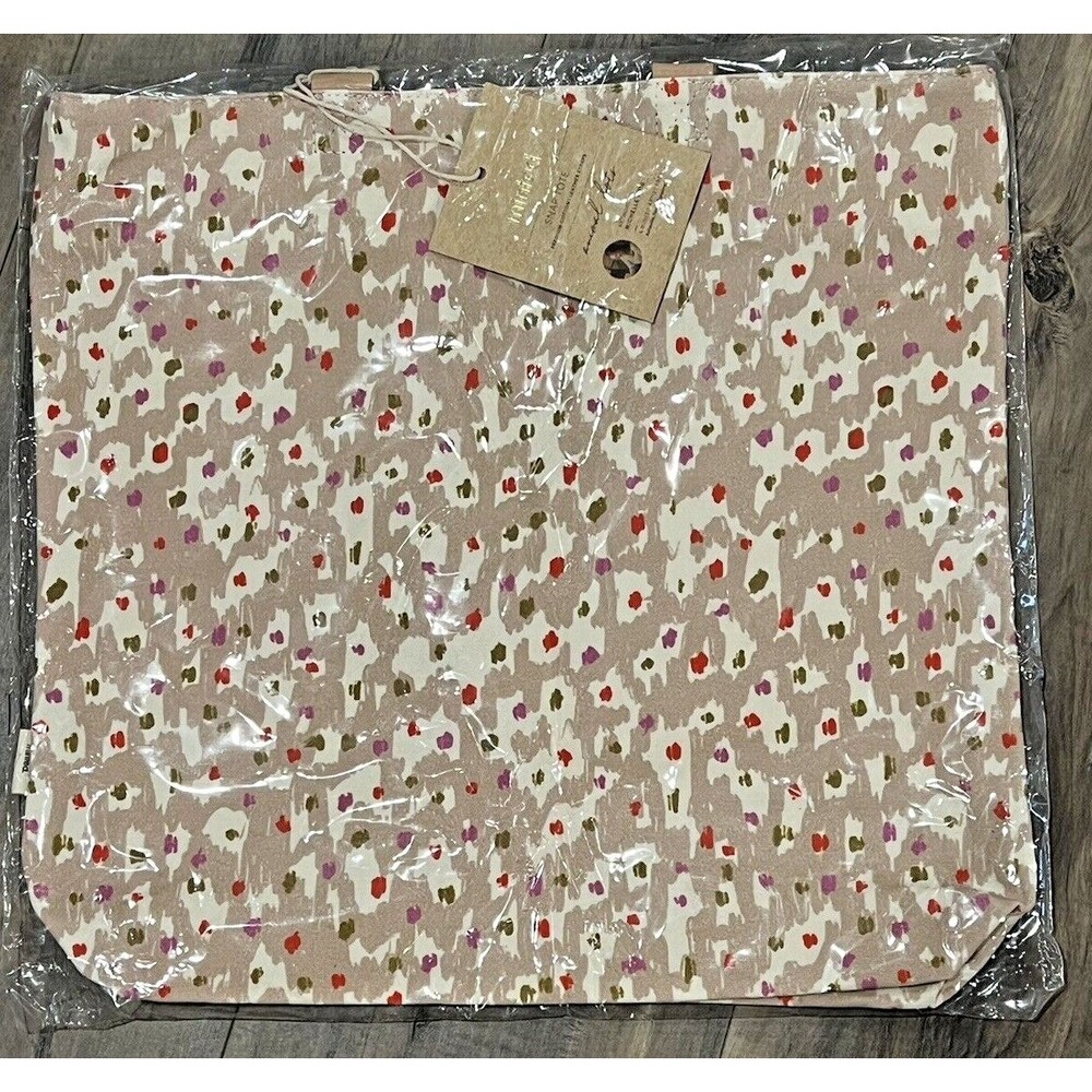 Minted Artist Canvas Snap Tote Animal Dots Leather Straps Roomy Wearable Art NWT